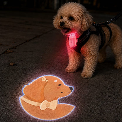 Ortekor PawGlow Pink Breed Projector Dog Light for Night Walks - USB Rechargeable Clip-On Pet Light for Extra Visibility & Fun