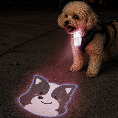 Ortekor PawGlow Pink Breed Projector Dog Light for Night Walks - USB Rechargeable Clip-On Pet Light for Extra Visibility & Fun