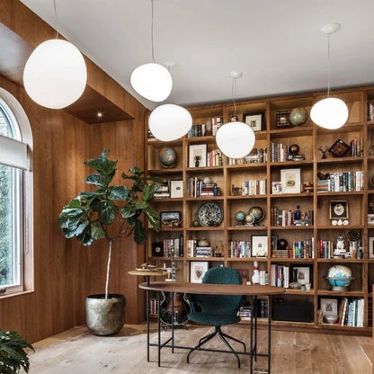 Frosted Glass Globe Ceiling Fixture with Adjustable Cord for Dining Room Kitchen Island Bedroom Hallway Overhead Lighting Modern Iron Accent