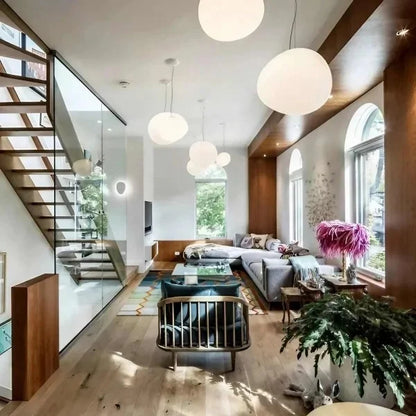Frosted Glass Globe Ceiling Fixture with Adjustable Cord for Dining Room Kitchen Island Bedroom Hallway Overhead Lighting Modern Iron Accent