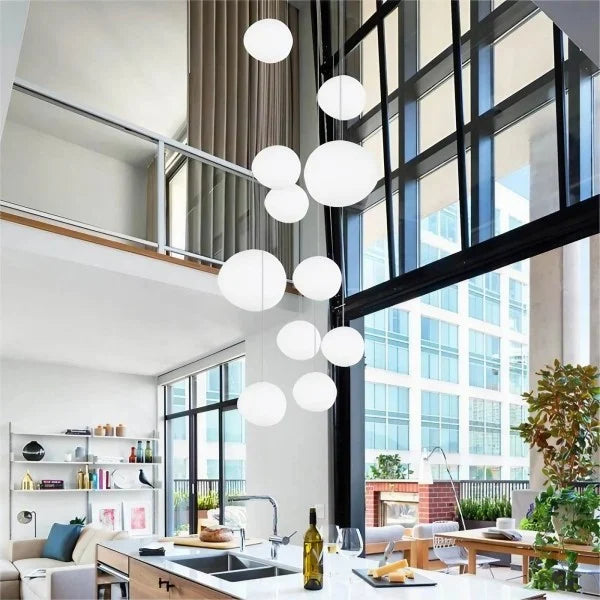 Frosted Glass Globe Ceiling Fixture with Adjustable Cord for Dining Room Kitchen Island Bedroom Hallway Overhead Lighting Modern Iron Accent