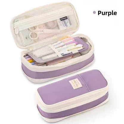 Kids Pencil Organizer with Elastic Straps & 180° Opening – Holds 40 Pens, Markers & School Supplies