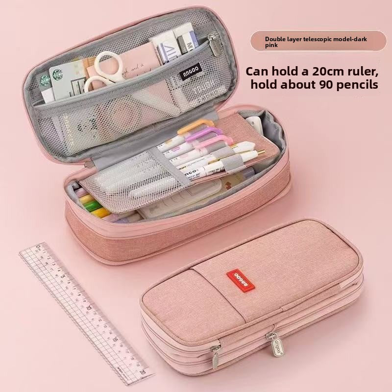 Kids Pencil Organizer with Elastic Straps & 180° Opening – Holds 40 Pens, Markers & School Supplies