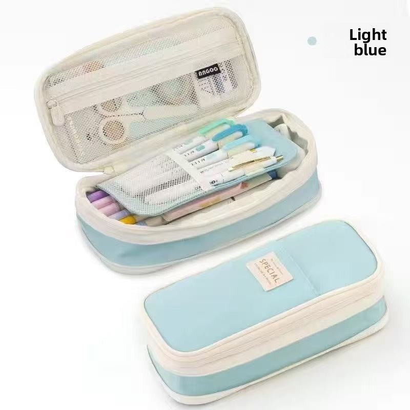 Kids Pencil Organizer with Elastic Straps & 180° Opening – Holds 40 Pens, Markers & School Supplies