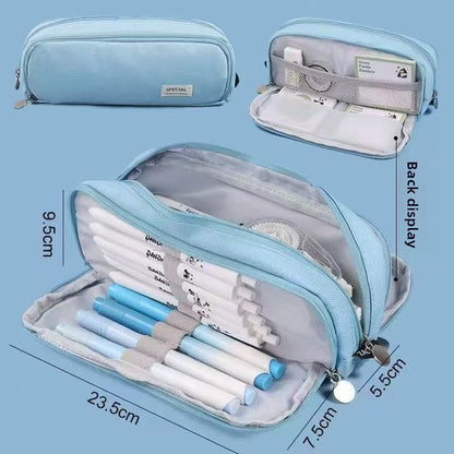 Kids Pencil Organizer with Elastic Straps & 180° Opening – Holds 40 Pens, Markers & School Supplies