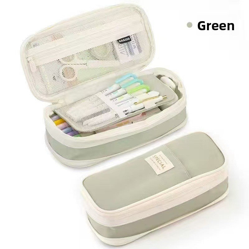Kids Pencil Organizer with Elastic Straps & 180° Opening – Holds 40 Pens, Markers & School Supplies