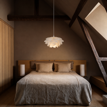 Layered Flower Pendant Light with Matte Finish – Warm LED Glow for Dining Room, Kitchen Island & Bedroom – Adjustable Hanging Cord – 3 Sizes