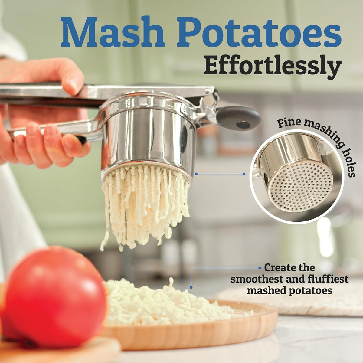 Stainless Steel Potato Masher for Smooth Creamy Results Kitchen Tool 15 oz Heavy Duty Design for Potatoes Vegetables Fruits