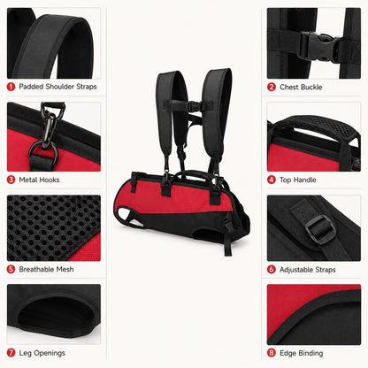 Ortekor Hands-Free Dog Carrier Harness Backpack for Walks, Hiking & Travel — Carry Tired Small & Medium Dogs Comfortably