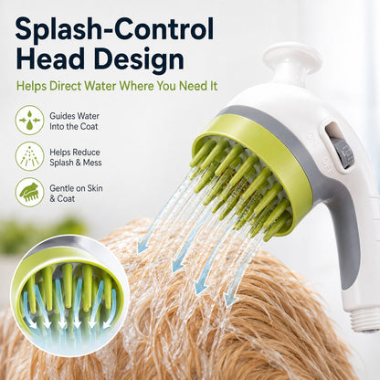 Ortekor 3-in-1 Pet Bathing Sprayer Brush for Dogs & Cats - Easier Indoor & Outdoor Washing