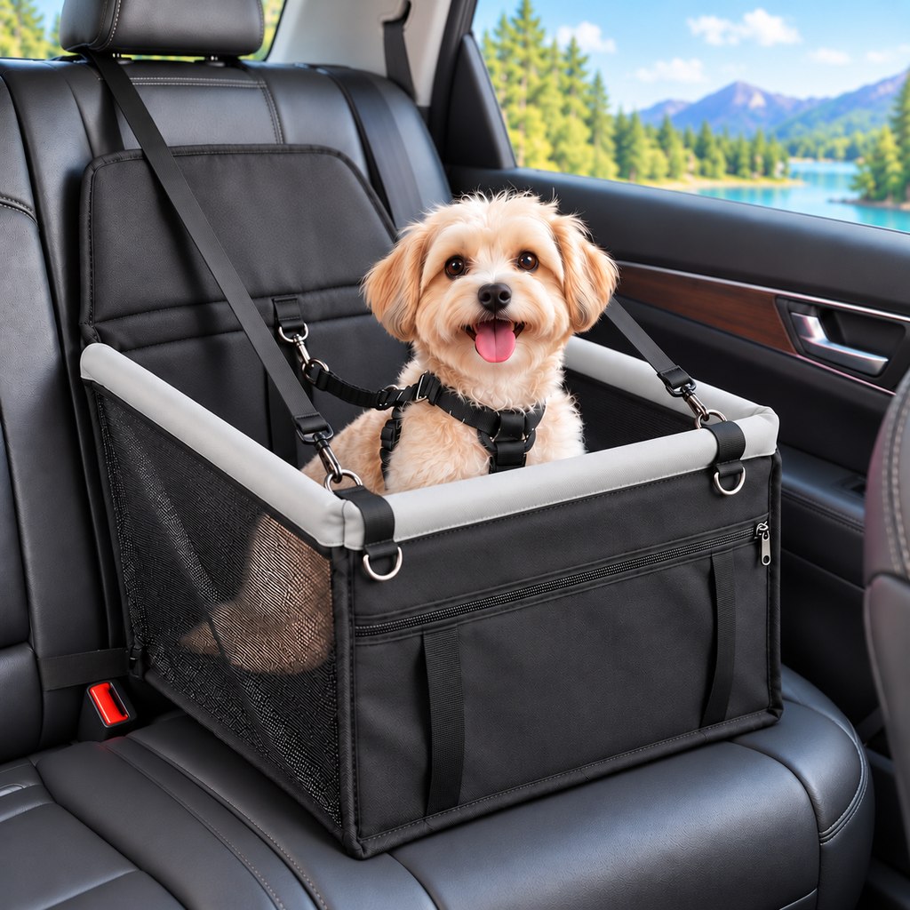 Ortekor Pet Car Booster Seat for Small Dogs and Cats - Stable Travel Seat to Reduce Roaming in Front and Rear Seats