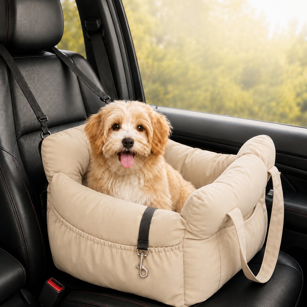 Ortekor Pet Car Seat Sofa for Road Trips - Cozy Travel Bed for Calmer, More Secure Rides
