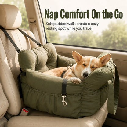 Ortekor Pet Car Seat Sofa for Road Trips - Cozy Travel Bed for Calmer, More Secure Rides