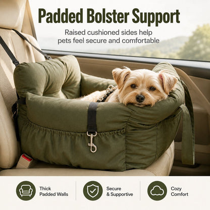 Ortekor Pet Car Seat Sofa for Road Trips - Cozy Travel Bed for Calmer, More Secure Rides