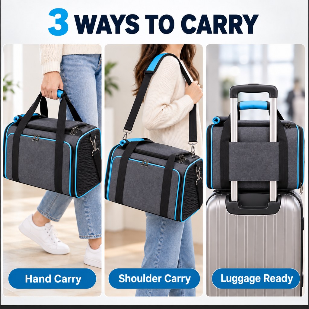 Ortekor Dual-Sided Expandable Pet Carrier for Cats & Small Dogs - More Room for Road Trips, Vet Visits & Travel