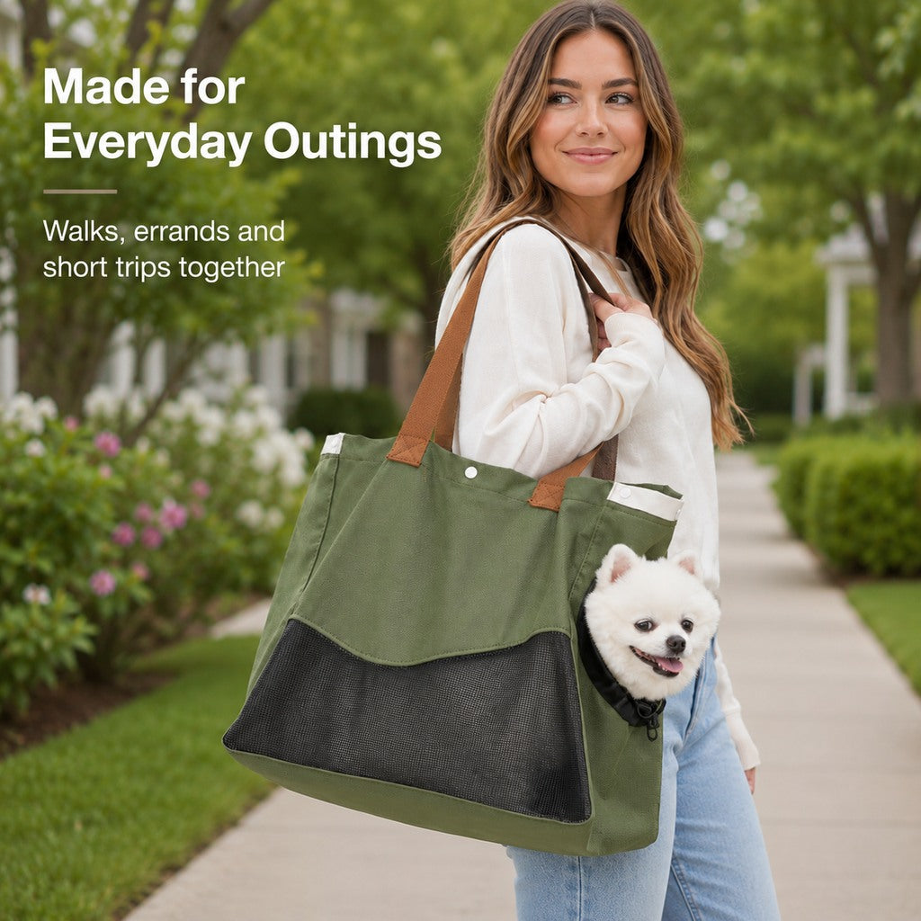 Ortekor Pet Carrier Tote Bag for Cats & Small Dogs - Breathable Shoulder Bag for Walks, Vet Visits & Errands