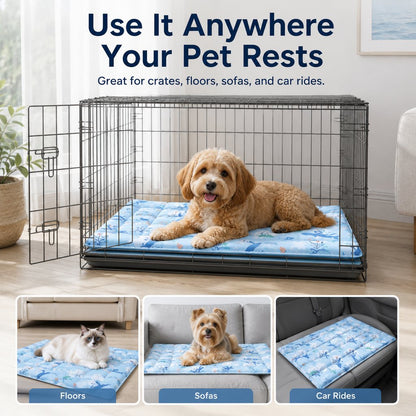 Ortekor Cooling Gel Pet Mat for Hot Days at Home, Crates & Travel - Waterproof Chill Pad for Dogs & Cats