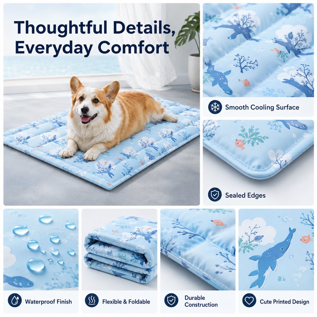 Ortekor Cooling Gel Pet Mat for Hot Days at Home, Crates & Travel - Waterproof Chill Pad for Dogs & Cats