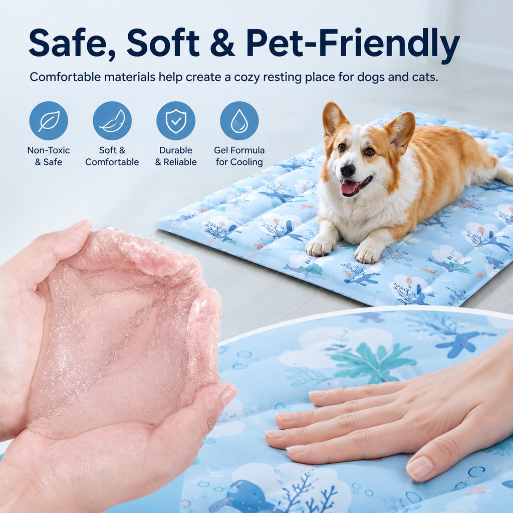 Ortekor Cooling Gel Pet Mat for Hot Days at Home, Crates & Travel - Waterproof Chill Pad for Dogs & Cats