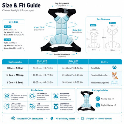 Ortekor Reusable PCM Pet Cooling Vest for Summer Walks & Outdoor Play - No Electricity Cooling Harness for Dogs & Cats