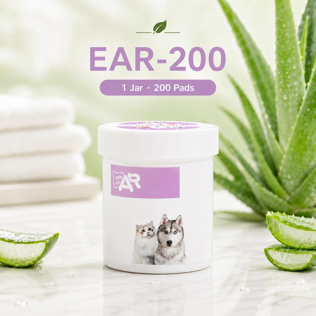 Ortekor Pet Eye & Ear Wipes for Daily Grooming - Gentle Pads for Tear Stains, Eye Goop, Outer Ear Wax & Dirt