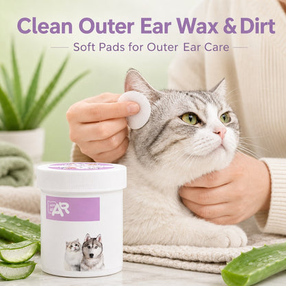 Ortekor Pet Eye & Ear Wipes for Daily Grooming - Gentle Pads for Tear Stains, Eye Goop, Outer Ear Wax & Dirt
