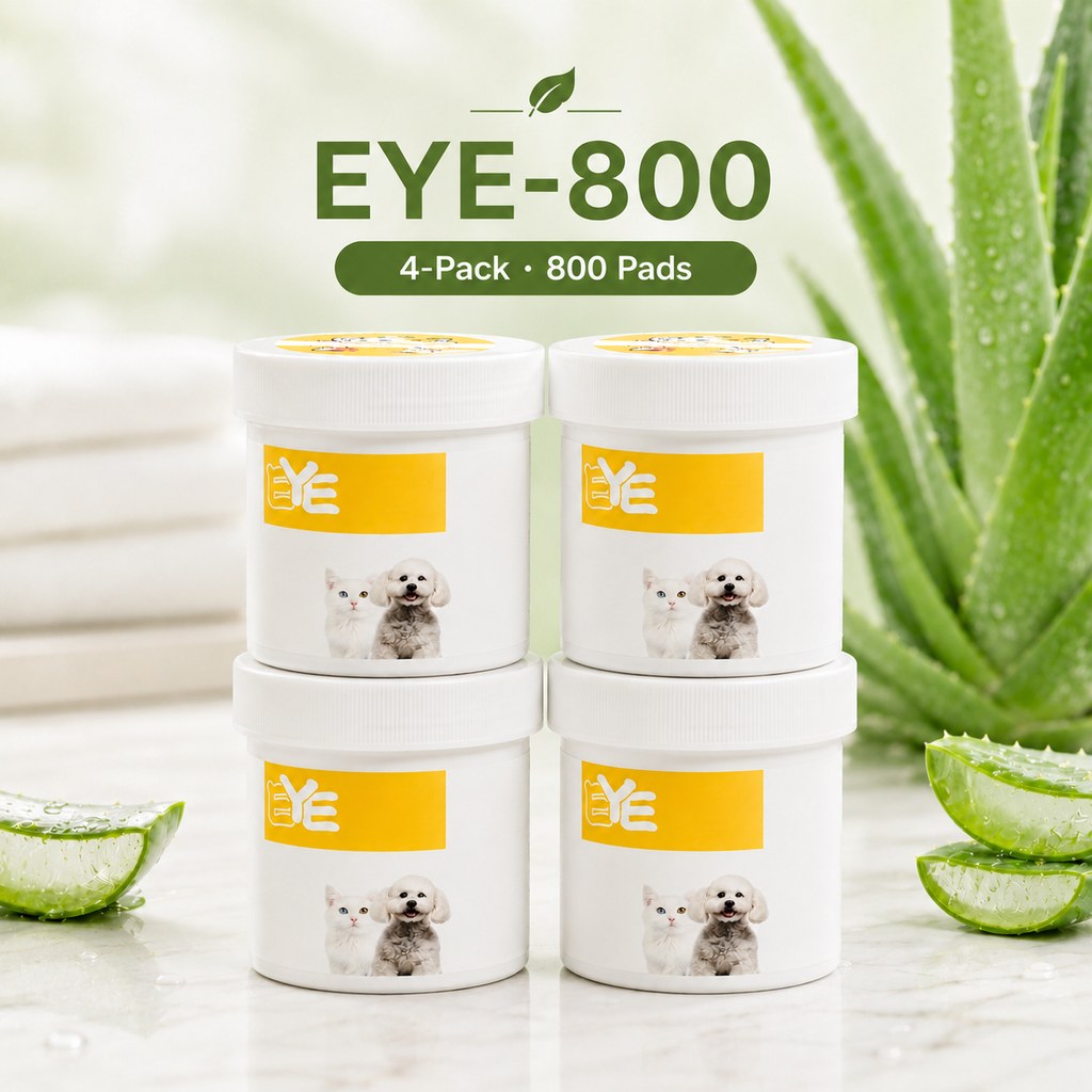 Ortekor Pet Eye & Ear Wipes for Daily Grooming - Gentle Pads for Tear Stains, Eye Goop, Outer Ear Wax & Dirt