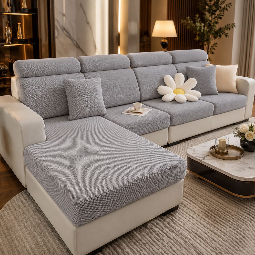 Stretchable Couch Slipcover for Pets – Machine Washable Furniture Protector for Living Room Sofas, Armchairs & Sectionals – 1-4 Seat