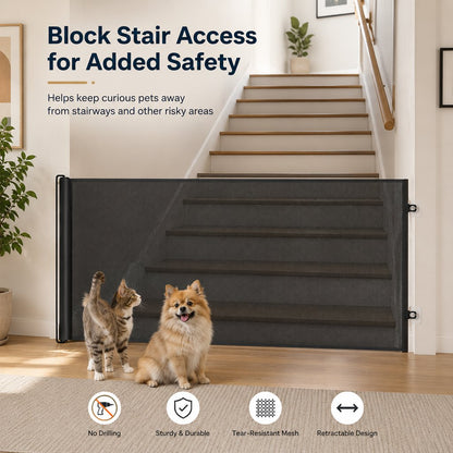 Ortekor No-Drill Retractable Pet Gate for Doorways, Kitchens & Stairs - Keep Cats and Dogs Safely Out of Off-Limit Areas