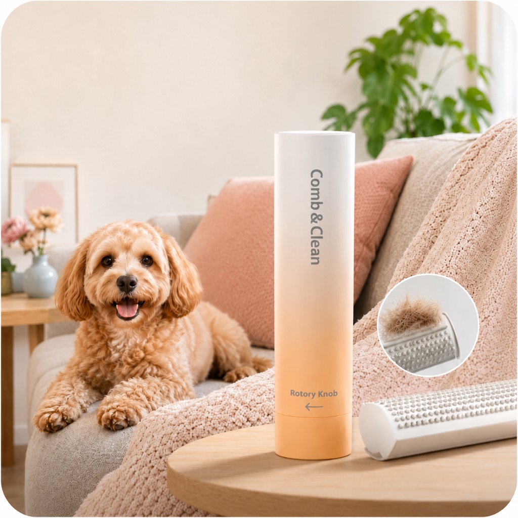 Ortekor Self-Cleaning Pet Grooming Comb for Dogs & Cats - Shedding & Hair Removal Brush