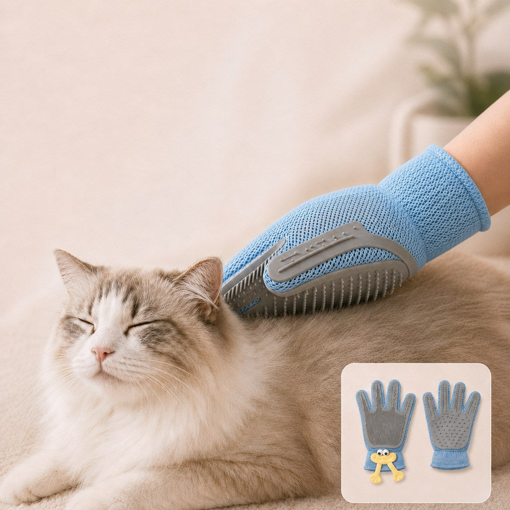 Ortekor Dual-Sided Pet Grooming Glove for Couch & Bath Time - Gentle Deshedding, Massage & Fur Cleanup for Cats &Dogs