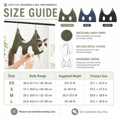 Ortekor Pet Grooming Sling Bag for Cats & Small Dogs - Easier Nail Trims, Paw Care & Bath Time at Home