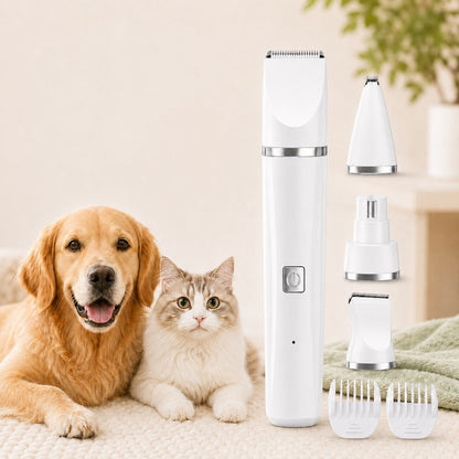 Ortekor 4-in-1 Cordless Pet Grooming Trimmer for Dogs & Cats - At-Home Paw, Face & Body Hair Touch-Ups for Nervous Pets