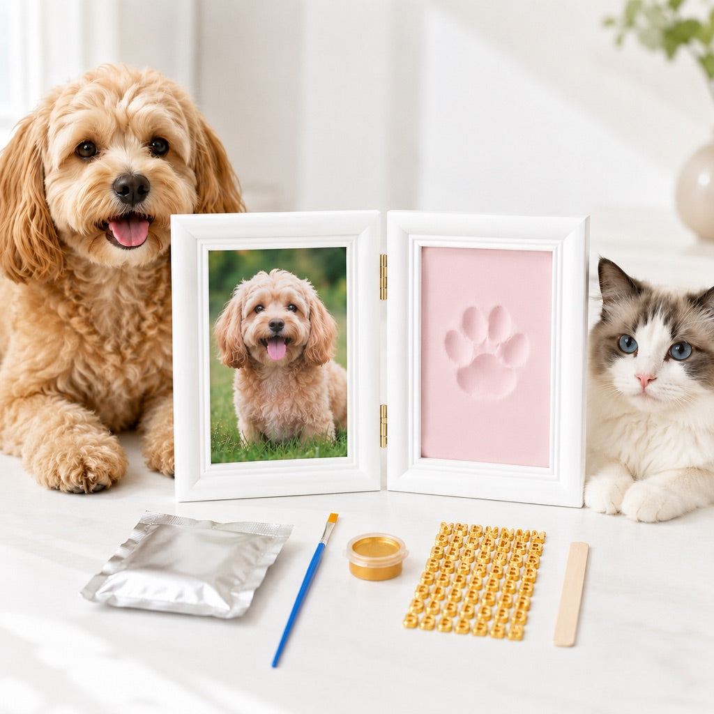 Ortekor Pet Paw Print Frame Kit for Dogs & Cats - DIY Keepsake Photo Frame for Home Display, First Paw Memories & Pet Loss Sympathy Gift