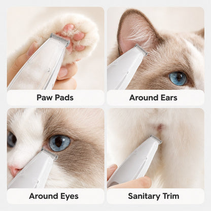 Ortekor Pet Paw Trimmer with Built-In Vacuum for Cats & Dogs - Low-Noise Detail Groomer for Paws, Ears & Loose Fur Cleanup