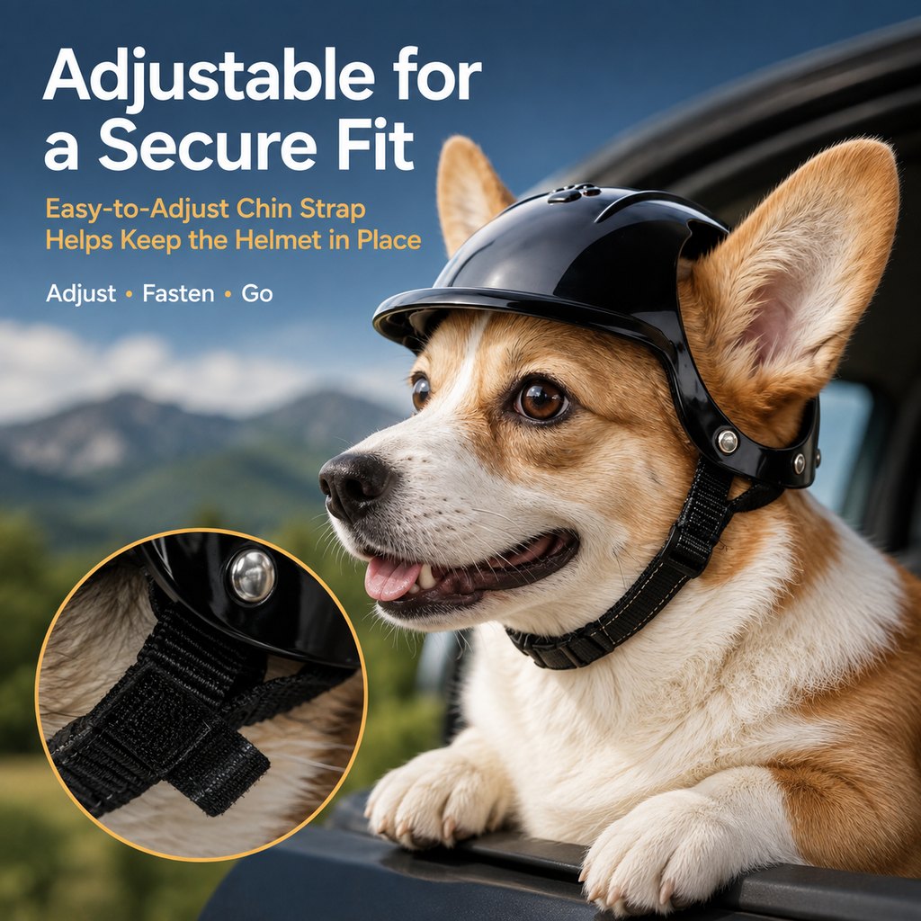 Ortekor Lightweight Pet Protective Helmet for Car Rides & Outdoor Adventures - Adjustable Open-Ear Head Guard for Cats & Small Dogs