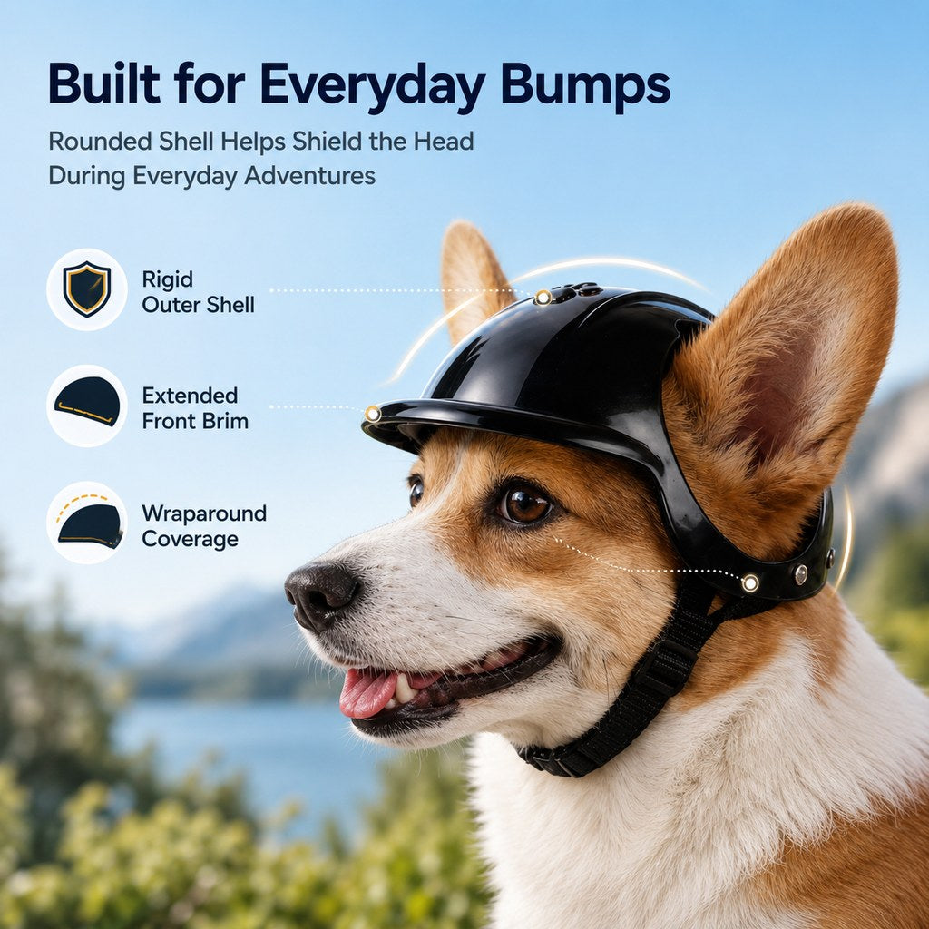 Ortekor Lightweight Pet Protective Helmet for Car Rides & Outdoor Adventures - Adjustable Open-Ear Head Guard for Cats & Small Dogs