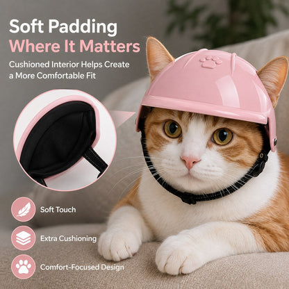 Ortekor Lightweight Pet Protective Helmet for Car Rides & Outdoor Adventures - Adjustable Open-Ear Head Guard for Cats & Small Dogs