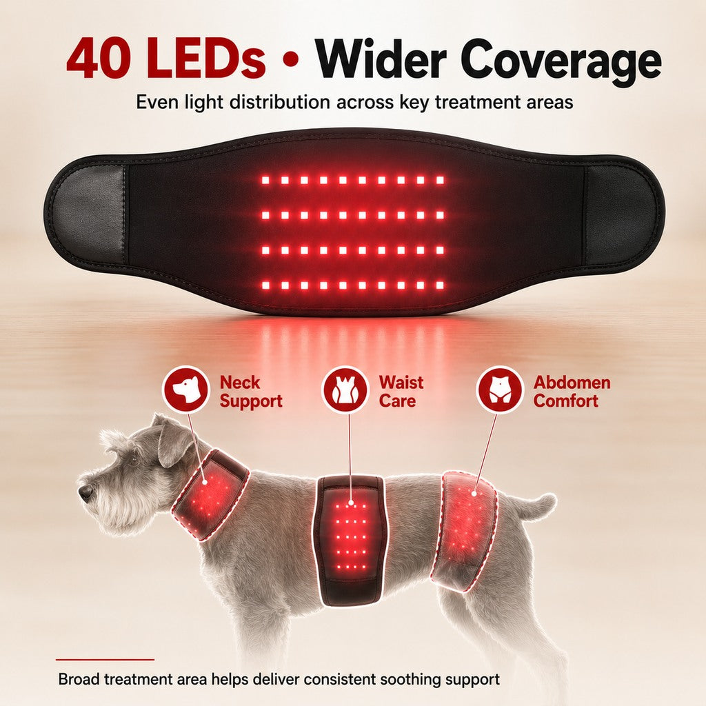 Ortekor Pet Red Light Therapy Belt for Dogs & Cats Neck, Waist & Abdomen Comfort Wrap