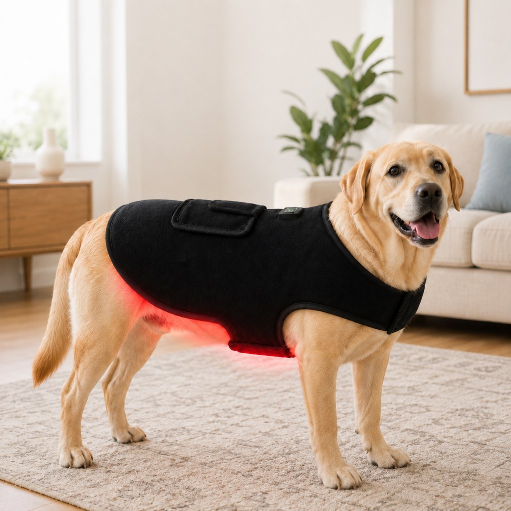 Ortekor Pet Red Light Therapy Vest for Dogs & Cats – 660nm + 850nm Near-Infrared for Back, Hip, Joint & Muscle Comfort – USB or Rechargeable
