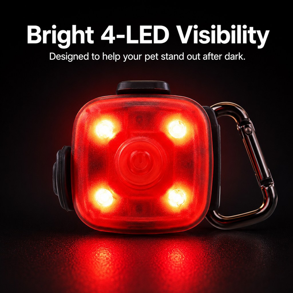Ortekor Clip-On Pet Safety Light for Night Walks - Helps Dogs & Cats Stay Visible After Dark