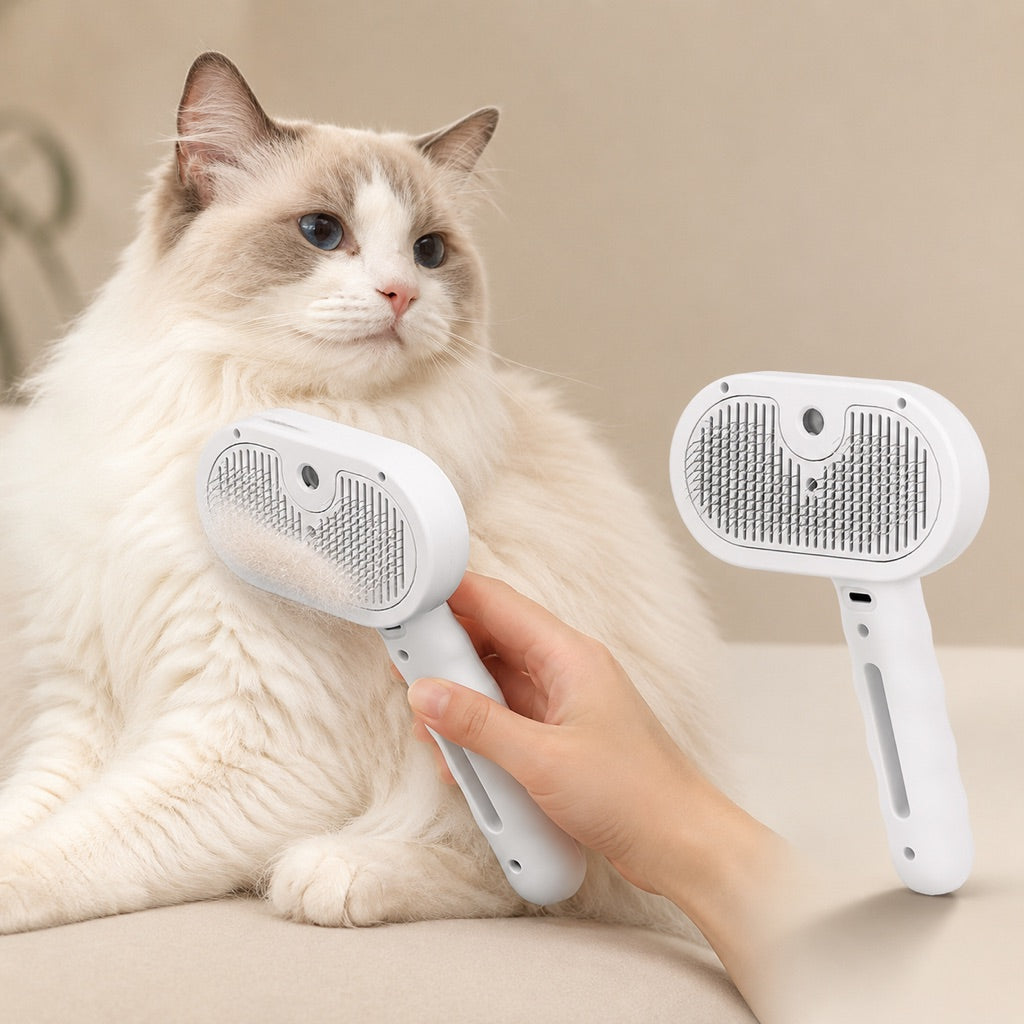Ortekor Pet Spray Grooming Brush for Cats & Dogs - Gentle Mist De-Shedding Comb for Loose Fur, Flying Hair & Daily Coat Care