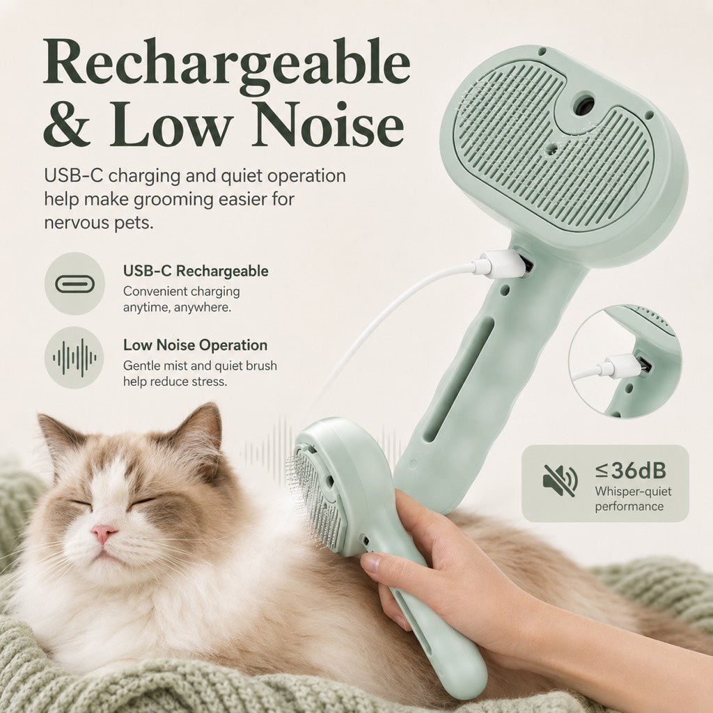 Ortekor Pet Spray Grooming Brush for Cats & Dogs - Gentle Mist De-Shedding Comb for Loose Fur, Flying Hair & Daily Coat Care