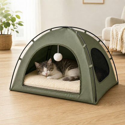 Ortekor Pet Tent Bed with Cooling Mat for Indoor Naps & Hot Weather — Foldable Private Hideaway for Cats, Kittens & Small Dogs