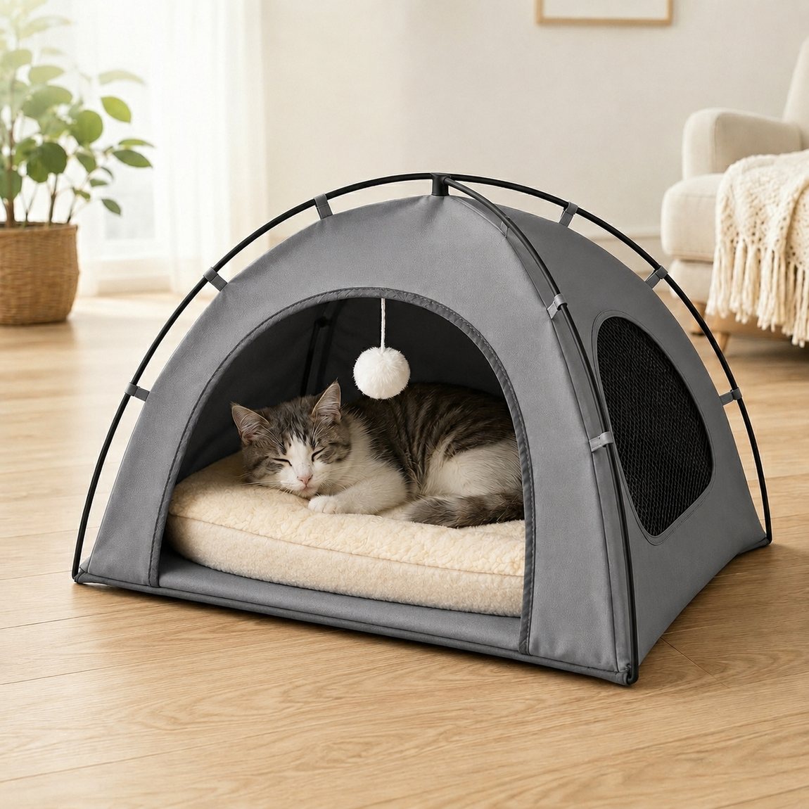 Ortekor Pet Tent Bed with Cooling Mat for Indoor Naps & Hot Weather — Foldable Private Hideaway for Cats, Kittens & Small Dogs
