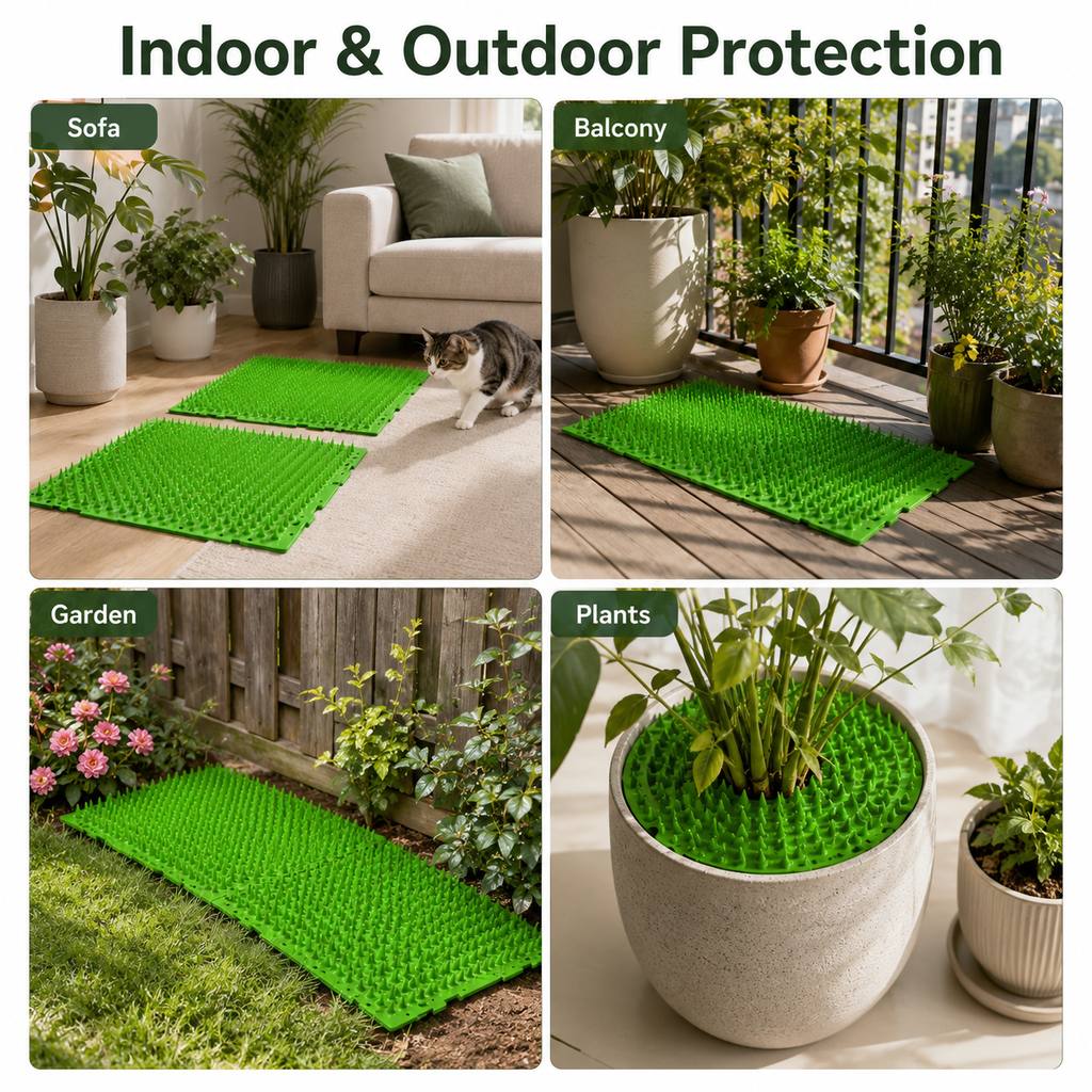 Ortekor 2-Pack Green Cut-to-Fit Cat Deterrent Mat for Sofas, Plants & Balconies - Helps Protect Furniture from Scratching, Digging & Curious Paws