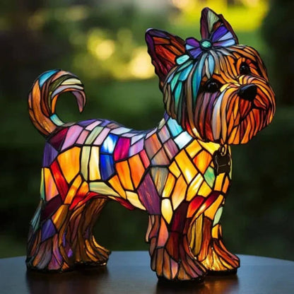 Stunning Stained Glass Dog Table Lamp