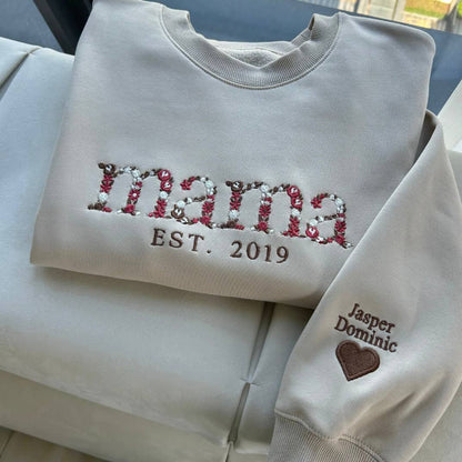 Customizable Mom Sweatshirt with Flower Pattern