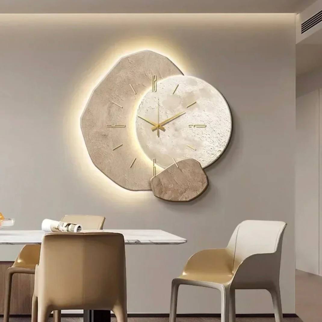 Rustic Wooden Wall Clock with Warm LED Glow