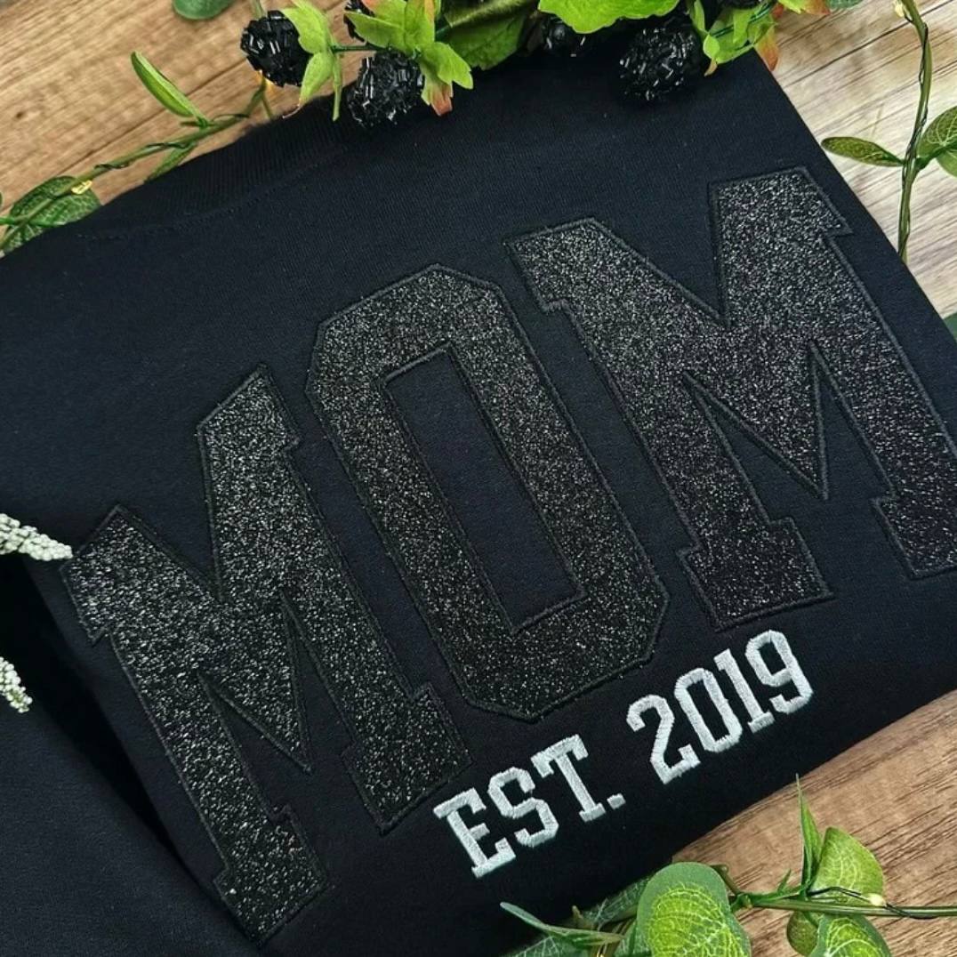 Customizable Mom Hoodie with Glittery Personalized Text